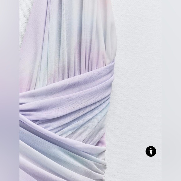 Zara draped printed tulle mini dress - Picture 6 of 10